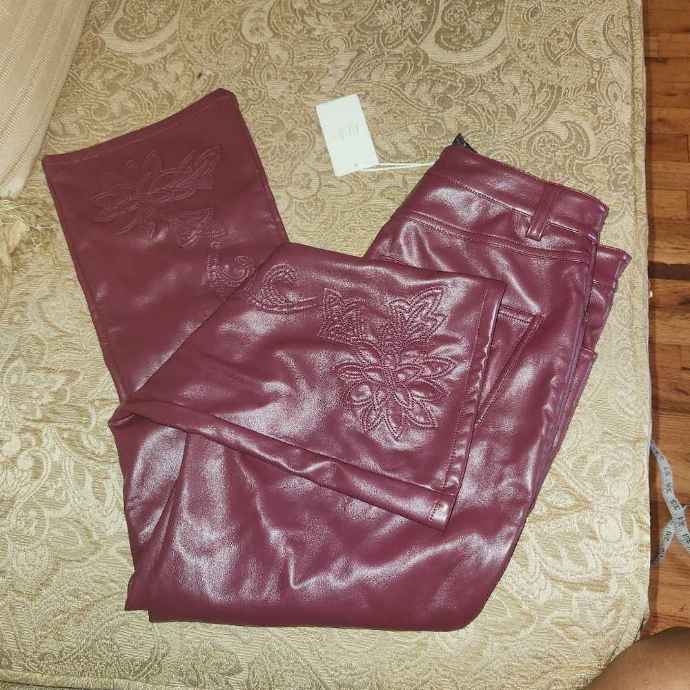 Jade Johnny Was Faux Leather Cyndi Cropped Vegan Baby Boot Pants 27